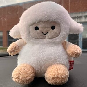 Soft Plush Sheep Toy with White and Tan Fur